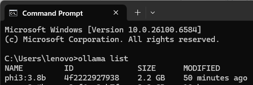 Phi3 Installation Verification Screenshot
