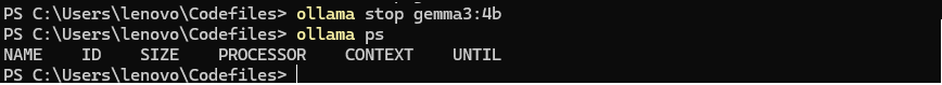 Stopping a model using ollama stop command