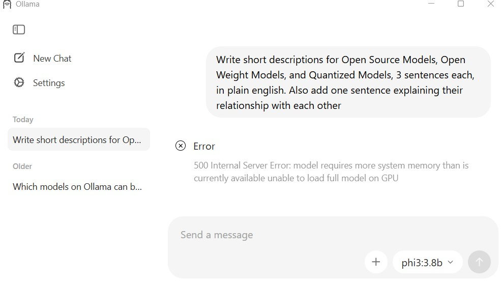 Memory error in desktop app