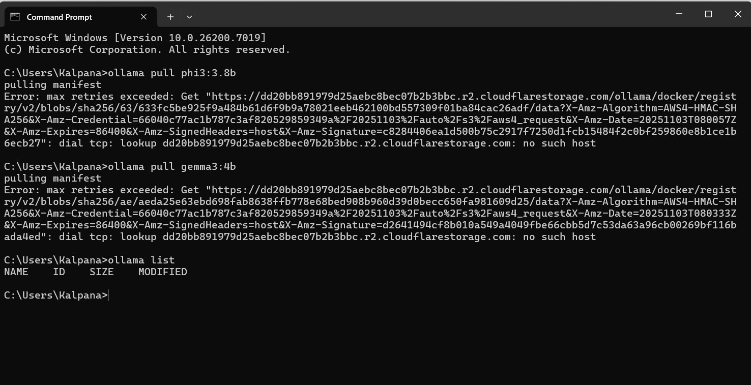 Network error during model installation in Ollama CLI