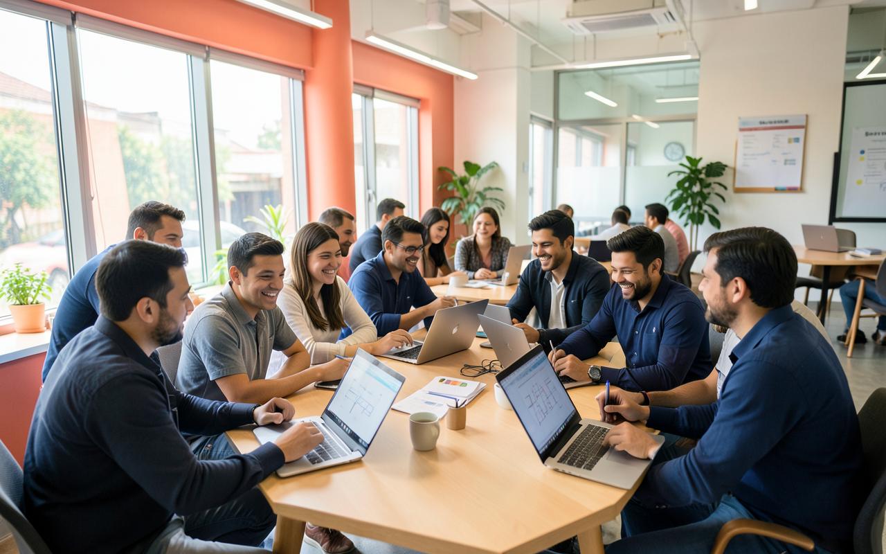 Software developers collaborating at an automation community meetup in Pune
